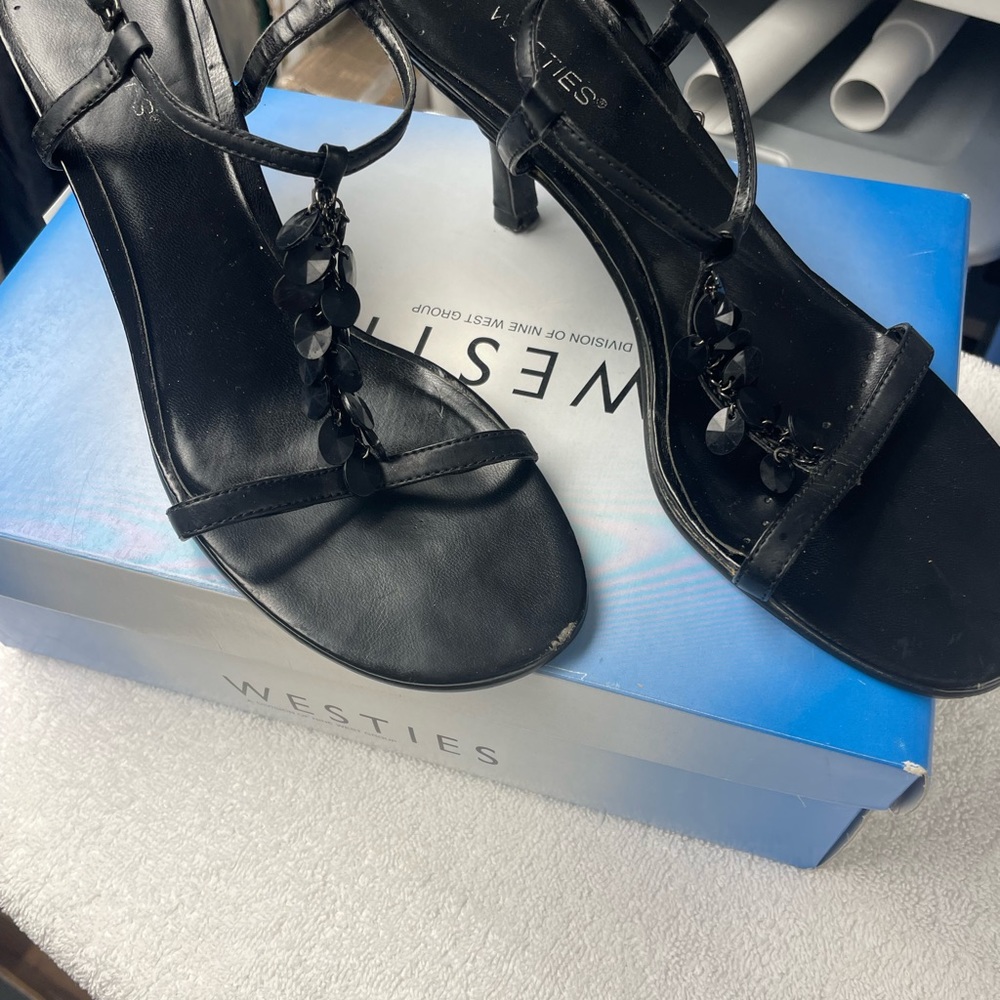 Westies- 2” black sling back - evening shoes